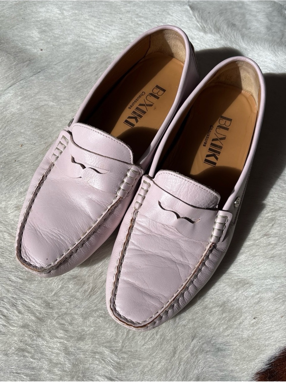 Buskin Pink Leather Penny Loafers 9